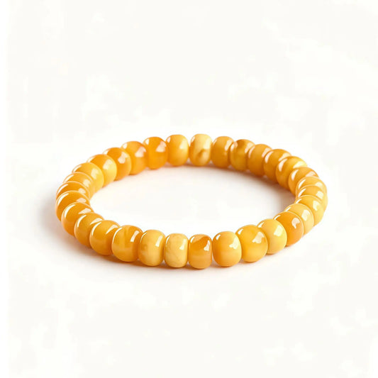 (Energy Collection) Authentic Luxury Premium Natural Amber Beaded 925 Silver Bracelet with Energy Content