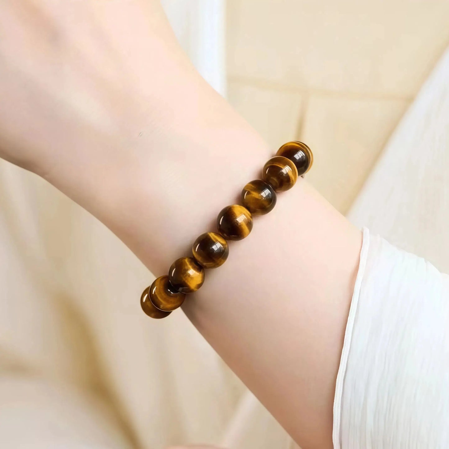 (Energy Collection) Powerful Energy & Protection Beaded Bracelet Natural Tiger Eye Stone for Strength and Confidence