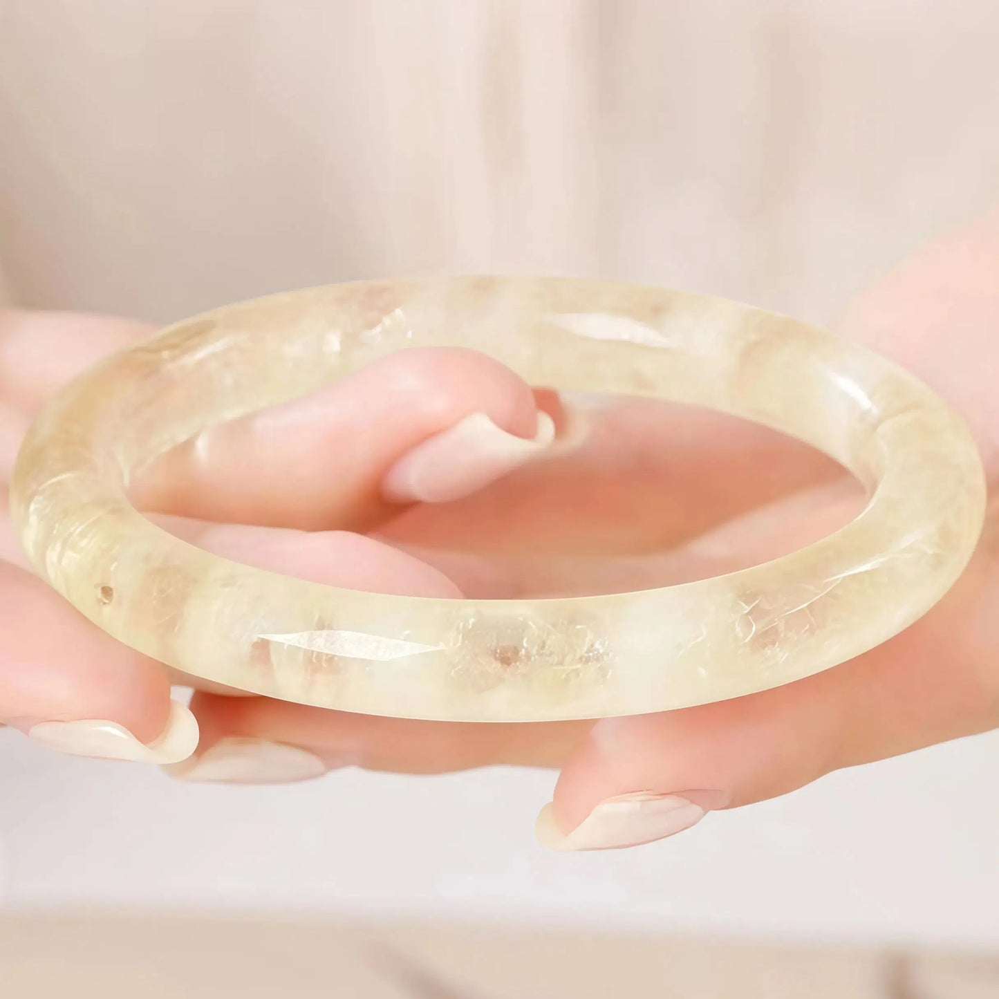 (Energy Collection) Luxury High Quality Silver Citrine Crystal Bangle Authentic Natural Healing Infused with Positive Energy