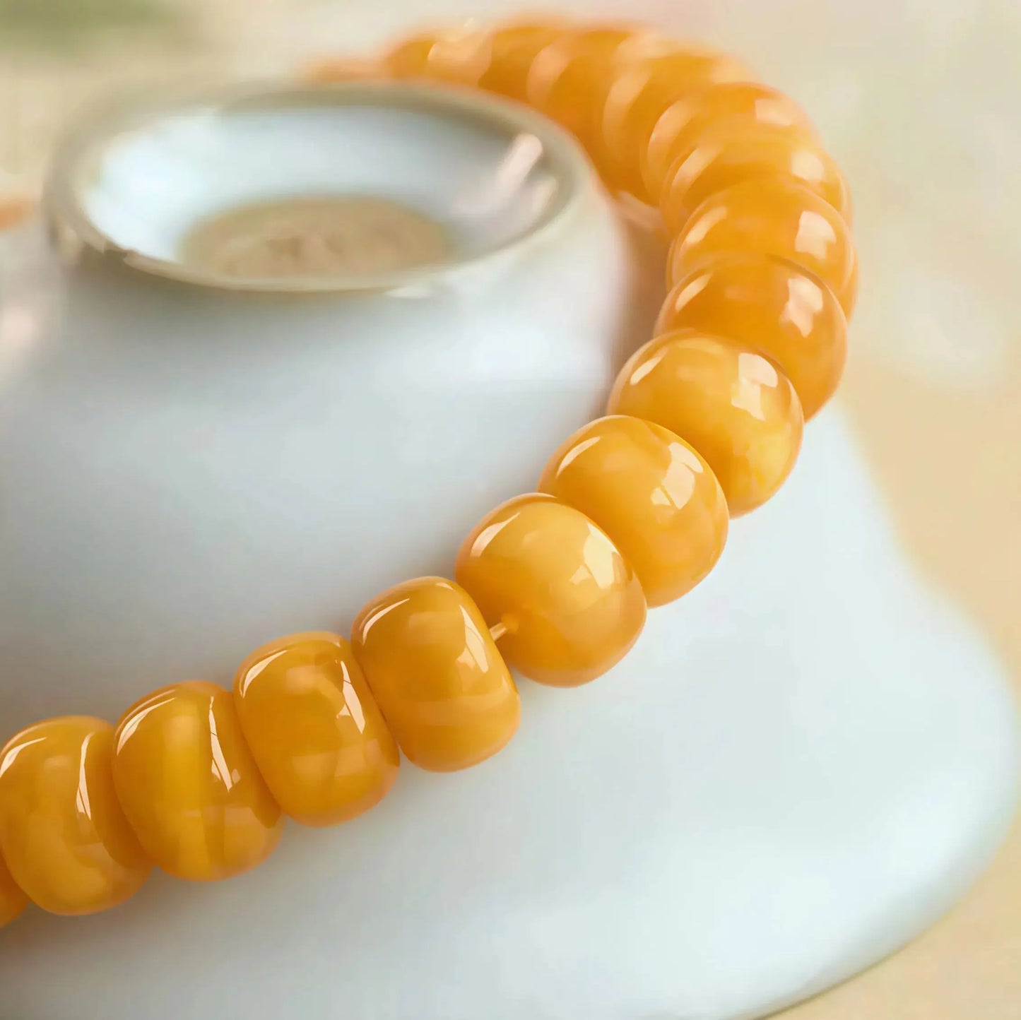 (Energy Collection) Authentic Luxury Premium Natural Amber Beaded 925 Silver Bracelet with Energy Content