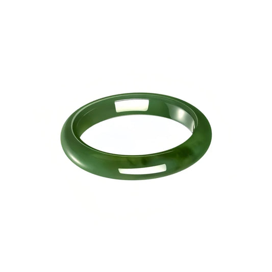 (Energy Collection) Luxury Fine Silver Bangle Bracelet with Top-Tier Hetian Jade Blessed & Energized Jewelry