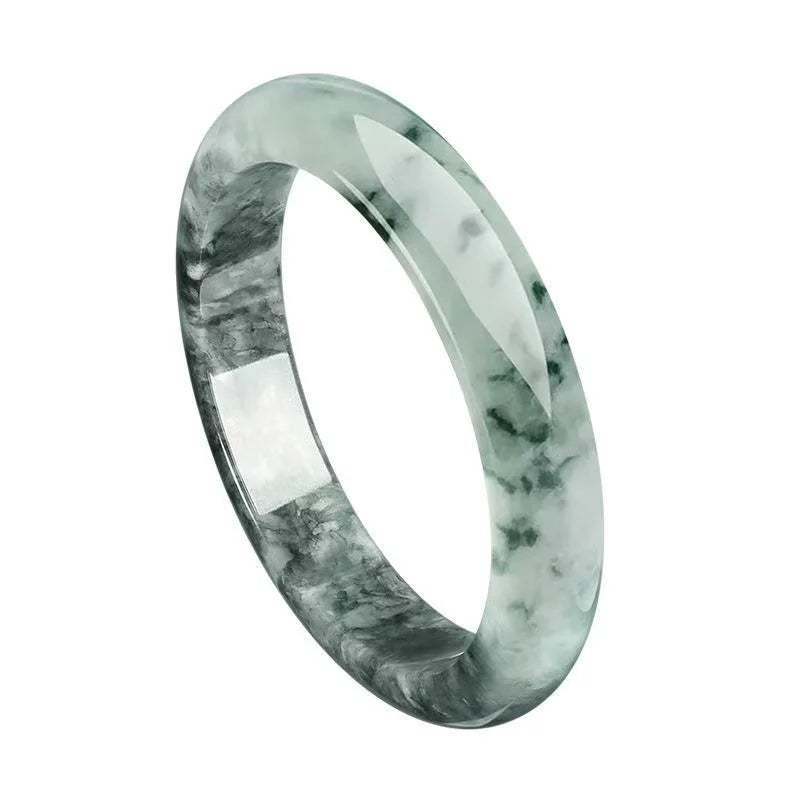 (Energy Collection) High Quality Custom Energy Infusion Fine Silver Luxury Bangle Authentic Natural Ice Jade Healing Jewelry for Women