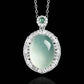 (Energy Collection) Women's Fine Choker Necklace 925 Silver Luxury Natural Ice Jade Pendant with Energy