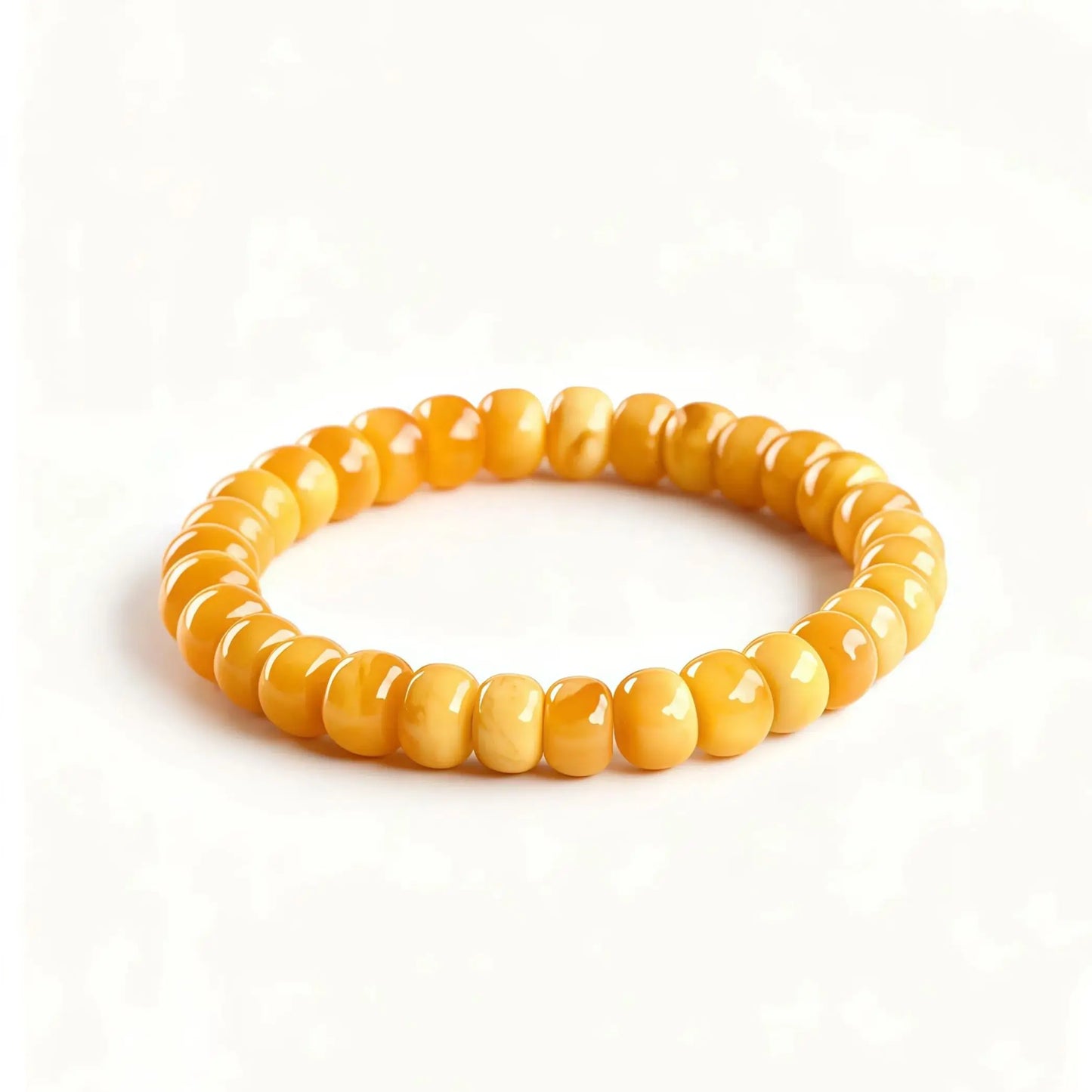 (Energy Collection) Authentic Luxury Premium Natural Amber Beaded 925 Silver Bracelet with Energy Content