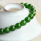 (Energy Collecion) High-End Premium 925 Silver Beaded Bracelet for Ladies Natural Hetian Green Jade Energy