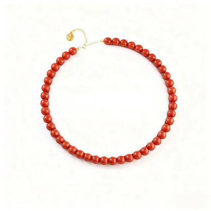 (Energy Collection) Top Grade 925 Silver Agate Beads Strand Necklace with Full Meat Stone Spiritual Energy Chain for Balance and Protection Luxury