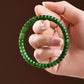 (Energy Collection) Luxury High-Vibration Silver Hetian Green Jade Beaded Bracelet with Noble Natural Stone