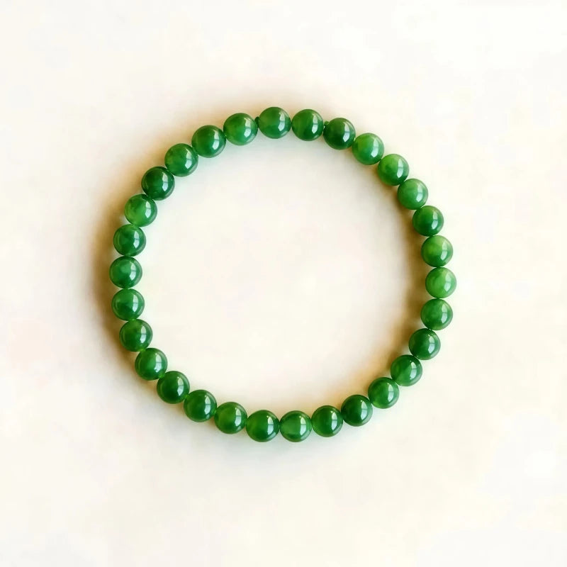 (Energy Collecion) High-End Premium 925 Silver Beaded Bracelet for Ladies Natural Hetian Green Jade Energy