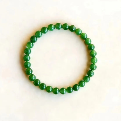 (Energy Collecion) High-End Premium 925 Silver Beaded Bracelet for Ladies Natural Hetian Green Jade Energy