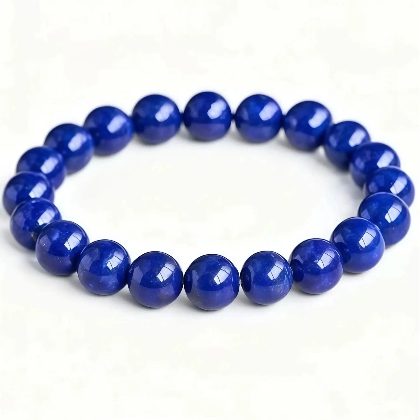 (Energy Collection) High Quality 925 Silver Imperial Blue Natural Lapis Lazuli Luxury Beaded Bracelet Meditation Energy Collectible