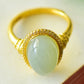Natural Hetian White Jade S925 Silver Qiemo Blue Series 14*17mm Cabochon Ring Simple Elegant Fine Texture