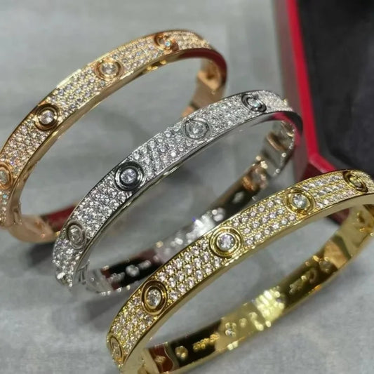 18K Gold Diamond Bangles Unisex
