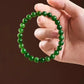 (Energy Collecion) High-End Premium 925 Silver Beaded Bracelet for Ladies Natural Hetian Green Jade Energy