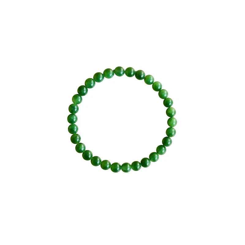 (Energy Collecion) High-End Premium 925 Silver Beaded Bracelet for Ladies Natural Hetian Green Jade Energy