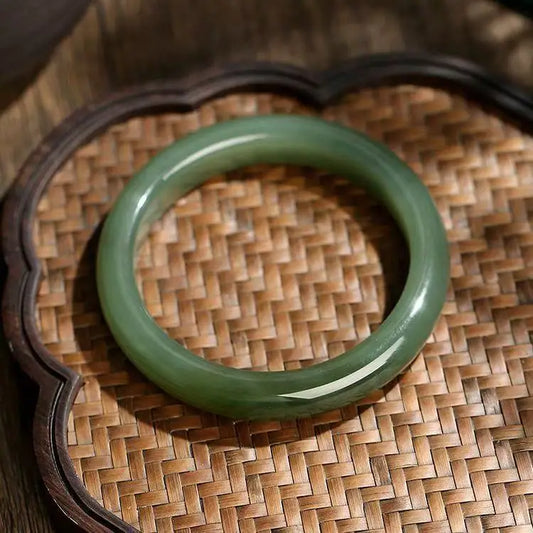 (Energy Collection) Premium High Quality Silver Luxury Hetian Jade Bracelet Fine Bangle with Spiritual Energy Blessed Jewelry