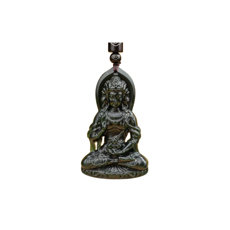 (Energy Collection) Blessed Natural Jade Custom Energy Fine Pendant Necklace Black Jade