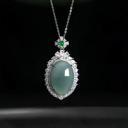(Energy collection) Women's Customizable 925 Silver Luxury Top-Tier Natural Ice-Type Jadeite Chokers Necklace with Personal Blessings