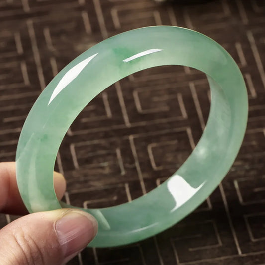 Women Bangle Natural Jade Emerald Light Green Bangle Certificate Transparent Burma Jade Bangle for Women