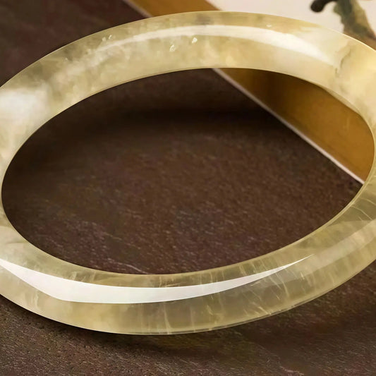(Energy Collection) Luxury High Quality Silver Citrine Crystal Bangle Authentic Natural Healing Infused with Positive Energy