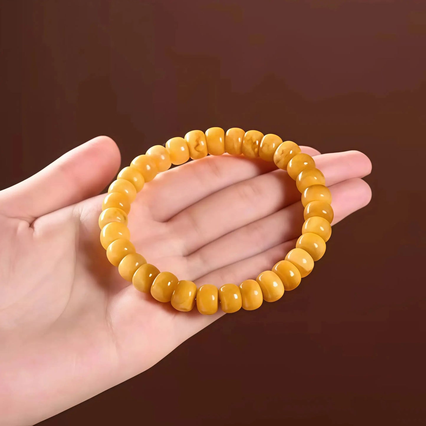 (Energy Collection) Authentic Luxury Premium Natural Amber Beaded 925 Silver Bracelet with Energy Content