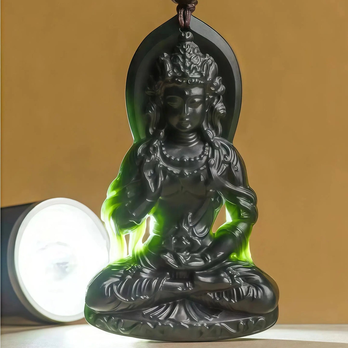 (Energy Collection) Blessed Natural Jade Custom Energy Fine Pendant Necklace Black Jade