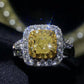 Luxury Engagement Wedding Real 18k Gold 1.005ct Natural Yellow Diamond Ring For Women