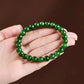 (Energy Collecion) High-End Premium 925 Silver Beaded Bracelet for Ladies Natural Hetian Green Jade Energy