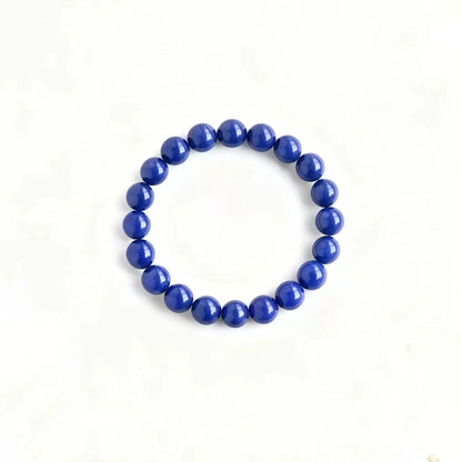 (Energy Collection) High Quality 925 Silver Imperial Blue Natural Lapis Lazuli Luxury Beaded Bracelet Meditation Energy Collectible