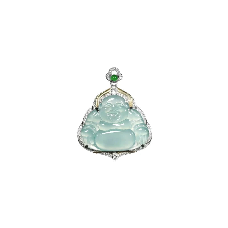 (Energy Collection) Custom Luxury High-Energy Ice Jadeite Chokers Pendant High Quality Natural Spiritual Necklace 925 Silver with Blessing Feature
