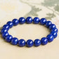 (Energy Collection) High Quality 925 Silver Imperial Blue Natural Lapis Lazuli Luxury Beaded Bracelet Meditation Energy Collectible