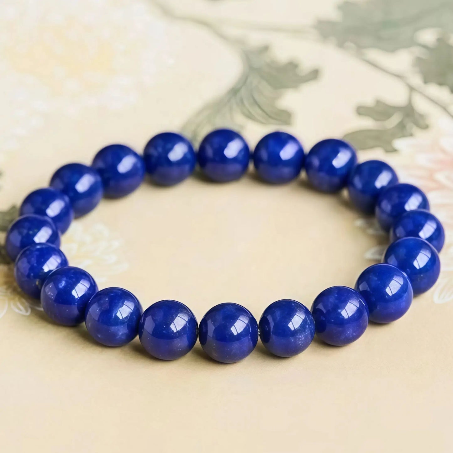 (Energy Collection) High Quality 925 Silver Imperial Blue Natural Lapis Lazuli Luxury Beaded Bracelet Meditation Energy Collectible