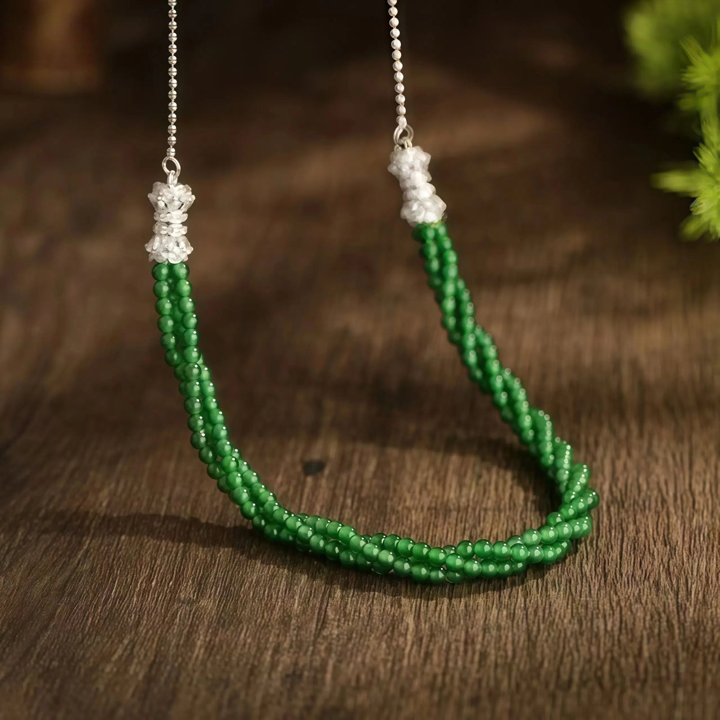 (Energy Collection) Authentic High Quality 925 Silver Women's Natural Jade Luxury Beaded Necklace Beads Chain Custom Energy Infusion Healing Jewelry