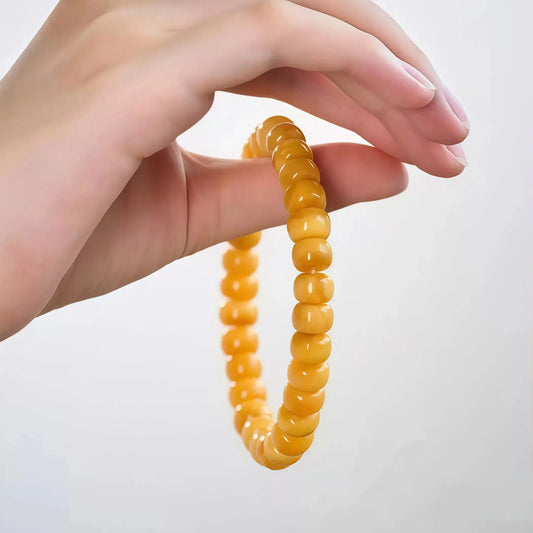 (Energy Collection) Authentic Luxury Premium Natural Amber Beaded 925 Silver Bracelet with Energy Content