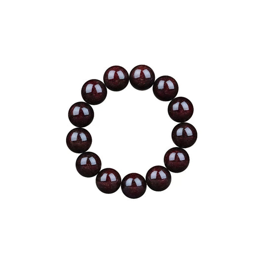 (Energy Collection) Spiritual Classic Small-leaved Red Sandalwood Power Beads Bracelet Full Golden Stars High Quality