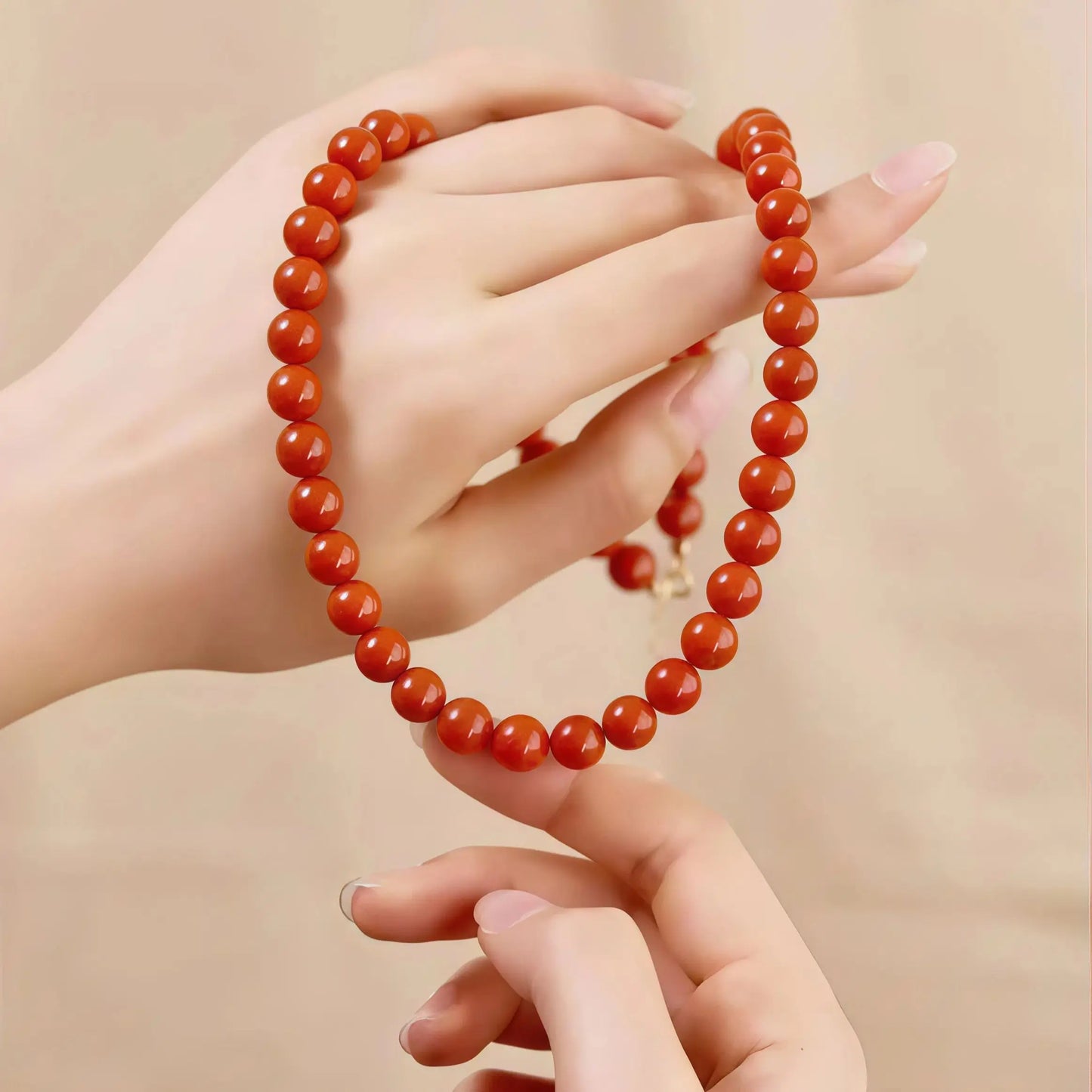 (Energy Collection) Top Grade 925 Silver Agate Beads Strand Necklace with Full Meat Stone Spiritual Energy Chain for Balance and Protection Luxury