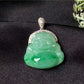 Factory Beautiful Green Jade Stone Jewelry Pendant 18k Gold Natural Jadeite Charm Buddha Pendant