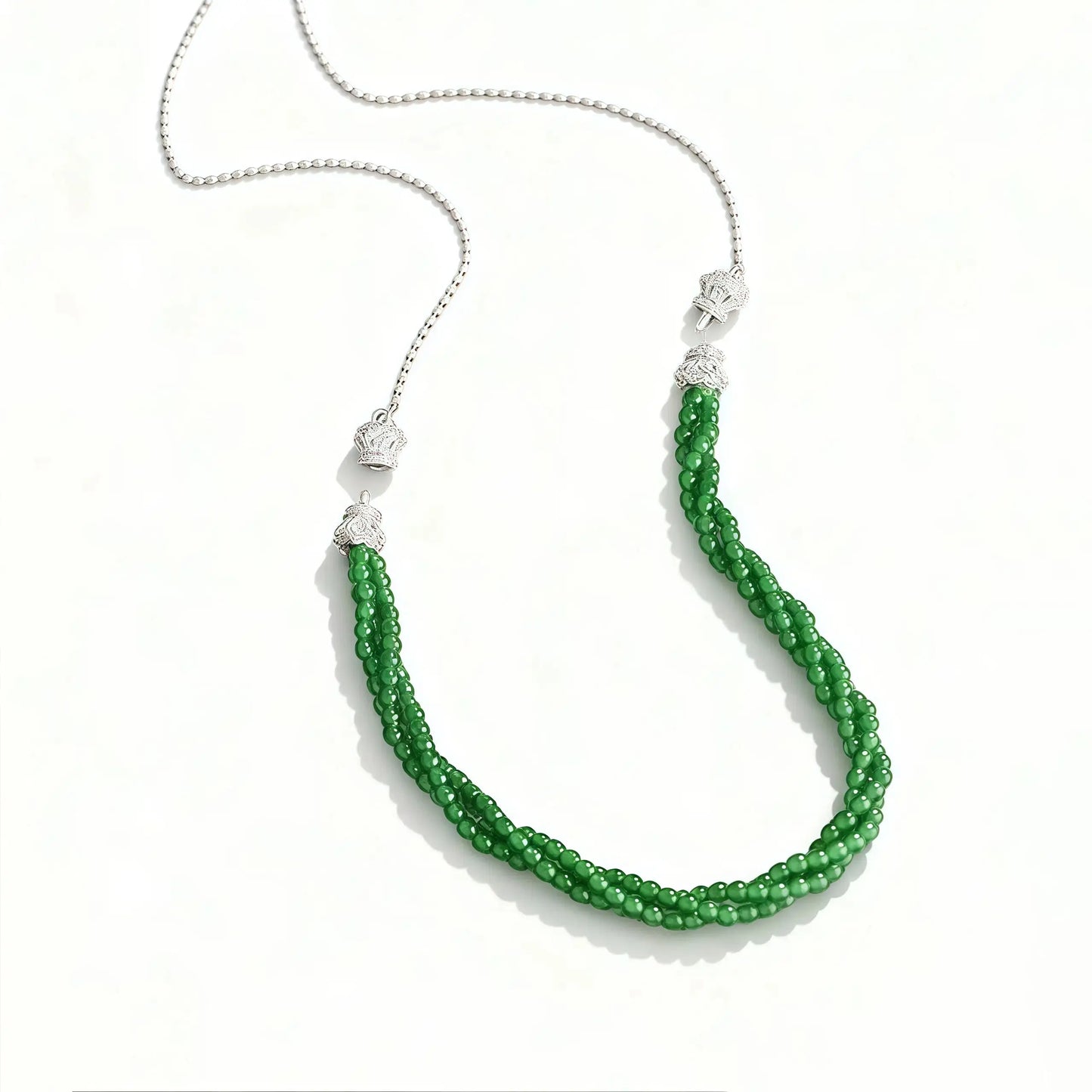 (Energy Collection) Authentic High Quality 925 Silver Women's Natural Jade Luxury Beaded Necklace Beads Chain Custom Energy Infusion Healing Jewelry