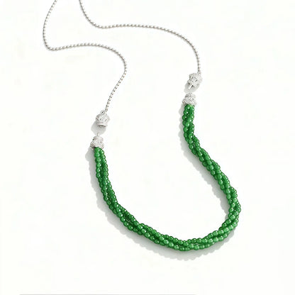 (Energy Collection) Authentic High Quality 925 Silver Women's Natural Jade Luxury Beaded Necklace Beads Chain Custom Energy Infusion Healing Jewelry